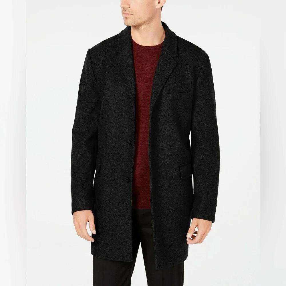 Michael Kors Men’s Slim Fit Dark Navy Double-Breasted Wool Pea Coat